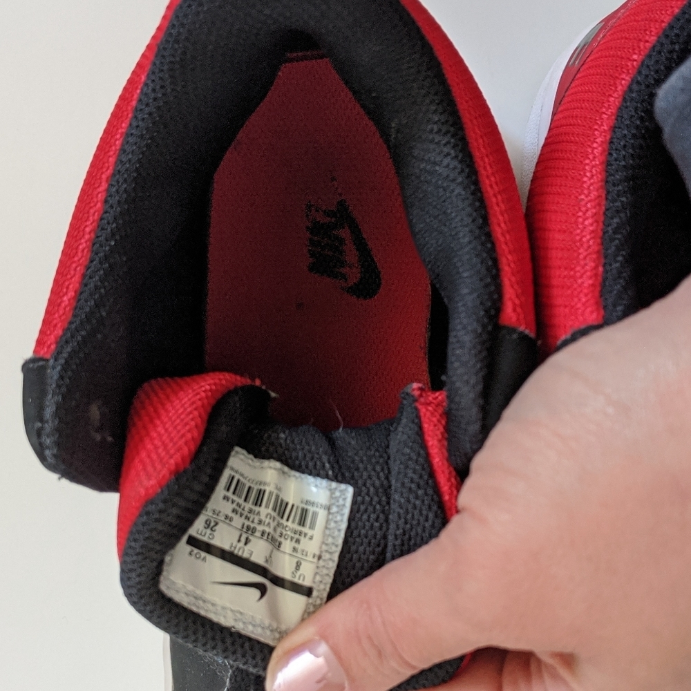(Nike) Court Borough Mid Black Red High Tops - Picture 5 of 16